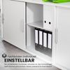 bümö Schiebetürenschrank 3OH - Aktenschrank abschließbar, Sideboard Schrank mit Schiebetüren in Nussbaum/Silber, Bogengriff - Büroschrank aus Holz mit Schiebetür, Büro Kommode für Ordner & Co, 1753S-N-S-BM Bild 3
