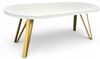 Runder Esstisch Weiß Halbmatt Ausziehbar Ø110/310 cm mit Goldenen Metallbeinen Bild 5
