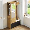 Garderobenset aus MDF mit Spiegel & Schuhschrank, 100x38x191 cm, Schwarz/Natur Bild 5