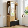 Garderobenset aus MDF mit Spiegel & Schuhschrank, 100x38x191 cm, Schwarz/Natur Bild 4