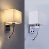 ZMH Wandleuchte Innen Wandlampe Schlafzimmer - Leselampe Bett E27 Bettlampe Wohnzimmer Modern Schlafzimmerlampe Stoffschirm Schwenkbar Nachttischlampe Wand für Flur Hotel Bild 4