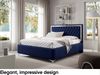 MEBLINI Polsterbett 140x200 mit Lattenrost und Matratze – ARONA SILVER – Blau Samt – Doppelbett mit Bettkasten - Stauraumbett - Kopfteil Bett mit Stauraum Bild 3