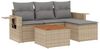 vidaXL 5-tlg. Garten-Sofagarnitur mit Kissen Beige Poly Rattan 3224533 Bild 2