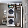 Roomart Waschmaschinenschrank- DORA-I- 130 cm breit – Waschmaschinen- & Trockner-Überbau mit Türen und Ausziehplatte, Bad & Waschküche • Weiß-Eiche Bild 3