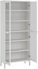 Dmora Vitrine Wutip, Glas-Sideboard, Mehrzweckvitrine, Hängendes Bücherregal mit Glastüren, 89x36 h203 cm, Weiß Bild 4
