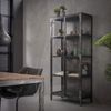Vitrine Cheol geschliffenes Metall, Industrial Design, Dunkelgrau mit 2 Glastüren, 90x40x190 cm Bild 3