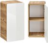 Badezimmer Möbelset mit Keramik Waschtisch LUTON-56 in Hochglanz weiß mit Wotan Eiche Nb, B/H/T ca. 130/200/46 cm Bild 2