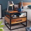 Nachtkonsole 50 x 45 x 45 cm WL5.624 Sheesham Holz Metall Schwarz Nachttisch, Nachtkästchen mit Schublade Industrial Design, Industrie Nachtkommode Bett, Nachtschrank Nachtkasten Braun Bild 2