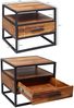 Nachtkonsole 50 x 45 x 45 cm WL5.624 Sheesham Holz Metall Schwarz Nachttisch, Nachtkästchen mit Schublade Industrial Design, Industrie Nachtkommode Bett, Nachtschrank Nachtkasten Braun Bild 4
