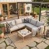 SVITA Gartenlounge-Set MISSOURI, (Set, Modulares Ecksofa mit Tisch), 4-ttg. Outdoor Sofa, Beige / Natur Bild 3