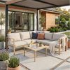 SVITA Gartenlounge-Set MISSOURI, (Set, Modulares Ecksofa mit Tisch), 4-ttg. Outdoor Sofa, Beige / Natur Bild 2