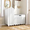 Schuhschrank mit Sitzpolster 90 x 35 x 74,5 cm, aus MDF, 3 Türen und Schublade in Weiß Bild 4