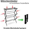 BigDean Wäscheständer klappbar Schwarz Wäscheständer hoch ausziehbar 5 bis 10 m Trockenlänge Wäscheständer klein Bild 4