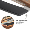 BURNHARD® Pizzabrett Bundle mit Wiegemesser, Klingenstahl & Akazienholz, 34 cm ⌀ runder Pizzateller mit Griff, Braun / Silber Bild 5