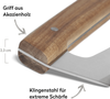 BURNHARD® Pizzabrett Bundle mit Wiegemesser, Klingenstahl & Akazienholz, 34 cm ⌀ runder Pizzateller mit Griff, Braun / Silber Bild 4