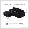 Modulares 2-Sitzer Cordsofa m. Hocker, Getränkehalter, Tasche, Schwarz Bild 4