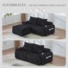 Modulares 2-Sitzer Cordsofa m. Hocker, Getränkehalter, Tasche, Schwarz Bild 3