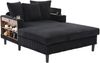 LVHOM Schlafsofa mit LED & USB, Chaiselongue mit Becherhalter & Stauraum, großes Einzelsofa bis 300kg belastbar, inkl. 3 Kissen, 129x170cm, Schwarz Bild 2