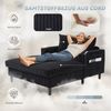 LVHOM Schlafsofa mit LED & USB, Chaiselongue mit Becherhalter & Stauraum, großes Einzelsofa bis 300kg belastbar, inkl. 3 Kissen, 129x170cm, Schwarz Bild 5