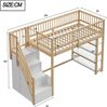 Hochbett Liegefläche 90x200 cm aus Holzmaterial mit hohem Rausfallschutz, Sicherheitsleiter, Schrank und Regalen, ohne Matratze Bild 5