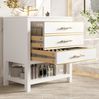 Waschtisch-Unterschrank B 76 cm mit Keramikbecken, MDF in Weiß Hochglanz mit 2 Schubladen Bild 3