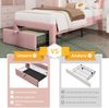 Kinderbett, Samt mit LED & Schublade, 90x190 cm, Rosa, ohne Matratze Bild 5