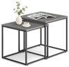 Home Collective Couchtisch 2er Set Beistelltisch Loft Design 2in1 Verschachtelung Wohnzimmer, kratzfeste Oberfläche 50&45cm Zement-Grau schwarzen Beinen quadratisch Bild 4