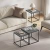 Home Collective Couchtisch 2er Set Beistelltisch Loft Design 2in1 Verschachtelung Wohnzimmer, kratzfeste Oberfläche 50&45cm Zement-Grau schwarzen Beinen quadratisch Bild 2