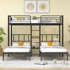 3er Etagenbett Metall 90x200 Dreierbett - Schwarz Dreifachbett mit Leiter, Ablage, für 3 Personen Hochbett Bild 2