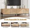 BlingBin Lowboard TV-Schrank Fernsehschrank TV-Ständer (1 St, 2 Türen, 2 Schubladen, 2 offene Fächer, Kabeldurchlass, Metallfüßen), 160 L x 35 B x 42,5H(cm), Natur Bild 4