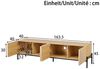 BlingBin Lowboard TV-Schrank Fernsehschrank TV-Ständer (1 St, 2 Türen, 2 Schubladen, 2 offene Fächer, Kabeldurchlass, Metallfüßen), 160 L x 35 B x 42,5H(cm), Natur Bild 3