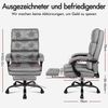 ALFORDSON Bürostuhl mit hoher Rückenlehne und Fußstütze, PU-Leder, Grau Bild 2