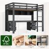 Hochbett 90x200 cm mit Schreibtisch und Stauraum – Kinderbett aus Kiefernholz und MDF in Grau Bild 4
