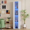 Flieks LED Vitrinenschrank 40×29×170 cm, Glasvitrine Weiß, Sammlungsvitrine mit App-Steuerung, 4 Ebenen, modernes Standregal mit Farbwechsellicht Bild 2