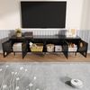TV-Schrank, TV-Möbel mit Gitterstruktur, versteckten Griffen, Golddekor. Wohnzimmermöbel. Zwei Türen aus Massivholz Bild 3