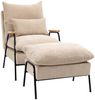 HOMCOM Relaxsessel Polstersessel mit Hocker, Polsterstuhl mit Liegefunktion (Loungesessel mit Kissen, 2-St, TV-Sessel für Schlafzimmer, Wohnzimmer), 68 x 91,5 x 88 cm, Beige Bild 2
