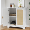 Rattanschrank mit 2 Türen, Holz Sideboard 80x38x86 cm, Kommode mit Stauraum & verstellbaren Einlegeböden Bild 2