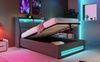 Novelux Einzelbett 90x200 cm, Polsterbett mit LED-Beleuchtung & 2 USB-Anschlüssen, Leinen Grau, inkl, Lattenrost Bild 4
