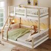 Bett 90x200+140x200 cm mit Leiter und Bettgitter – Kiefernholz, Weiß/Natur Bild 2