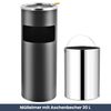 Runder Standaschenbecher für Draußen 30L - 25x61cm Stahl | Mülleimer mit Aschenbecher Abfalleimer mit Inneneimer Standascher Outdoor, Grau Bild 2