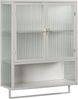 Wand-Sideboard mit geriffeltem Glas Weiß aus Metall und Sicherheitsglas, Aufbewahrungsschrank mit 2 Türen Bild 5