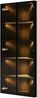 Merax 160cm LED-Glasvitrine, Eckschrank, Bücherregal, Weinschrank, Badezimmerschrank mit integrierten Lichtleisten, Staubgeschützte Vitrine aus gehärtetem Glas–Schwarz Bild 5