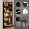 Merax 160cm LED-Glasvitrine, Eckschrank, Bücherregal, Weinschrank, Badezimmerschrank mit integrierten Lichtleisten, Staubgeschützte Vitrine aus gehärtetem Glas–Schwarz Bild 3