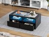 Couchtisch 100 x 50 x 35 cm mit LED-Beleuchtung, 2 Schubladen und Glasplatte, Schwarz Bild 2