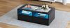 Couchtisch 100 x 50 x 35 cm mit LED-Beleuchtung, 2 Schubladen und Glasplatte, Schwarz Bild 4