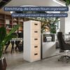 Hängeregisterschrank abschließbar SARA - 5 Schubladen mit Schloss | Aktenschrank Büroschrank aus Stahl Metallschrank, 163x46x62cm Weiß-Sonoma Eiche Bild 3