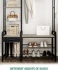 Garderobenständer mit Schuhbank, Garderobe, 1 Schublade, Kleiderständer mit 17 Haken, 1 Hängestange, 4-Ebenen-Seitengestell, 120 x 40 x 182 cm, Helles Elfenbein und Schwarz Bild 5