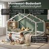 Bellabino 'Abia' Hausbett 120x200 cm mit Matratze, weiß, Kiefer Massivholz, Bodenbett in Hausoptik, Montessori Kinderbett mit Rausfallschutz und Lattenrost Bild 2