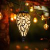 2er Set LED Solar Hängeleuchte, Tropfen mit Dekor, H 50 cm Bild 4