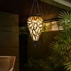 2er Set LED Solar Hängeleuchte, Tropfen mit Dekor, H 50 cm Bild 3